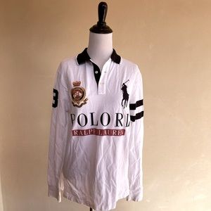 POLO RALPH LAUREN Custom Slim Fit Long Sleeve Equestrian Embroidered Crest Pony